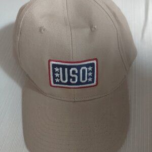 USO Logo Hat, Cap Support Our Wounded Warriors New Beige adjustable unisex